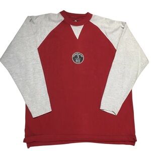 VTG Color block long sleeve tee shirt AO American Outpost 3 gray & wine Med EUC